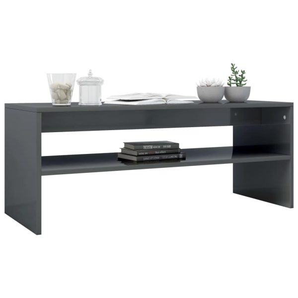Coffee Table 100x40x40 cm Engineered Wood – High Gloss Grey