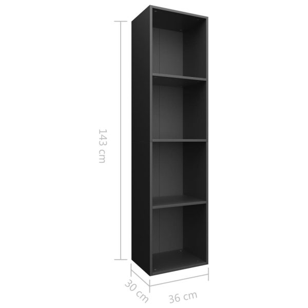 Book Cabinet/TV Cabinet 36x30x143 cm Engineered Wood – Black