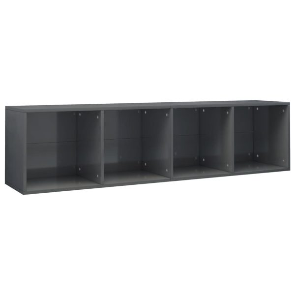 Book Cabinet/TV Cabinet 36x30x143 cm Engineered Wood – High Gloss Grey