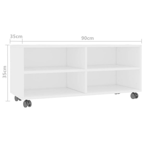 Tarpon TV Cabinet with Castors 90x35x35 cm Engineered Wood – White