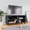 Tarpon TV Cabinet with Castors 90x35x35 cm Engineered Wood – High Gloss Grey