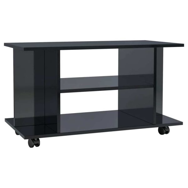 Bowling TV Cabinet with Castors 80x40x40 cm Engineered Wood – High Gloss Black