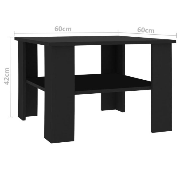 Coffee Table 60x60x42 cm Engineered Wood – Black