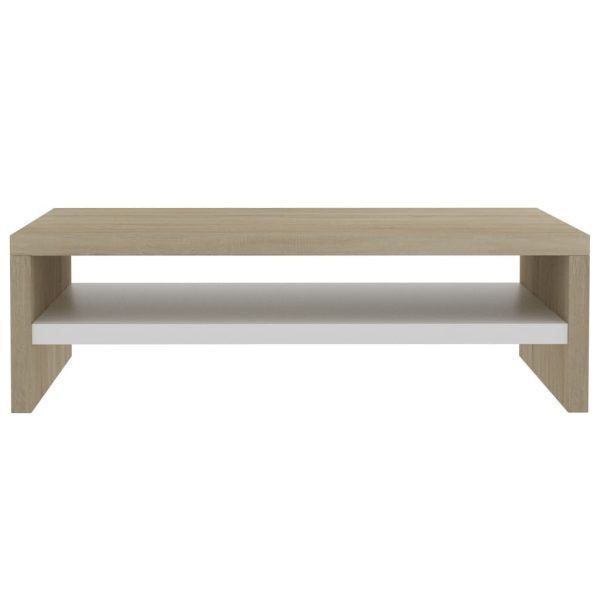 Odenton Monitor Stand 42x24x13 cm Engineered Wood – White and Sonoma Oak