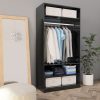 Wardrobe Engineered Wood – 100x50x200 cm, High Gloss Black