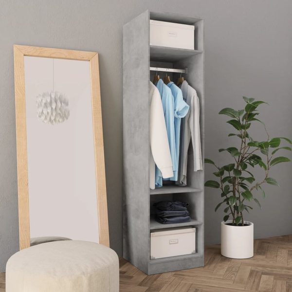 Wardrobe Engineered Wood – 50x50x200 cm, Concrete Grey