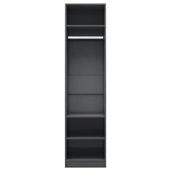 Wardrobe Engineered Wood – 50x50x200 cm, High Gloss Grey