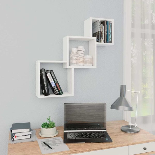 Cube Wall Shelves 68x15x68 cm Engineered Wood – White