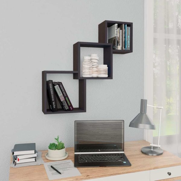 Cube Wall Shelves 68x15x68 cm Engineered Wood – Grey