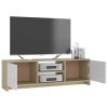 Manoora TV Cabinet 120x30x37.5 cm Engineered Wood – White and Sonoma Oak
