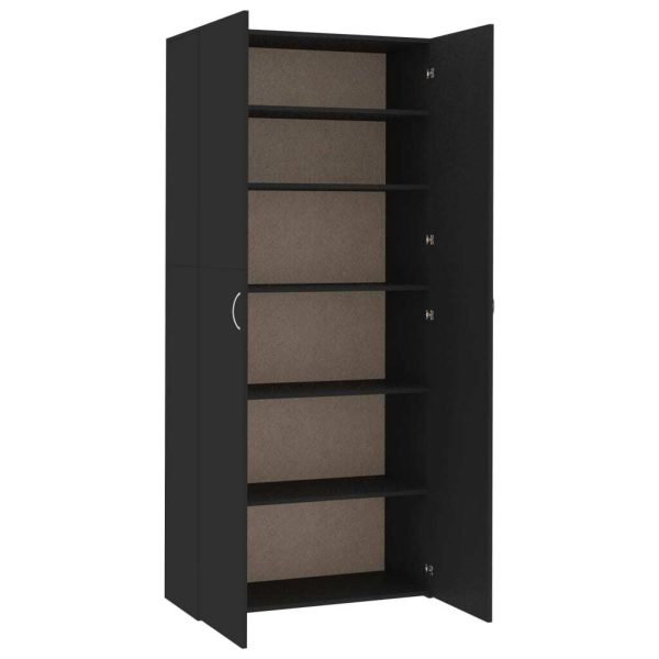 Shoe Cabinet 80×35.5×180 cm Engineered Wood – Black