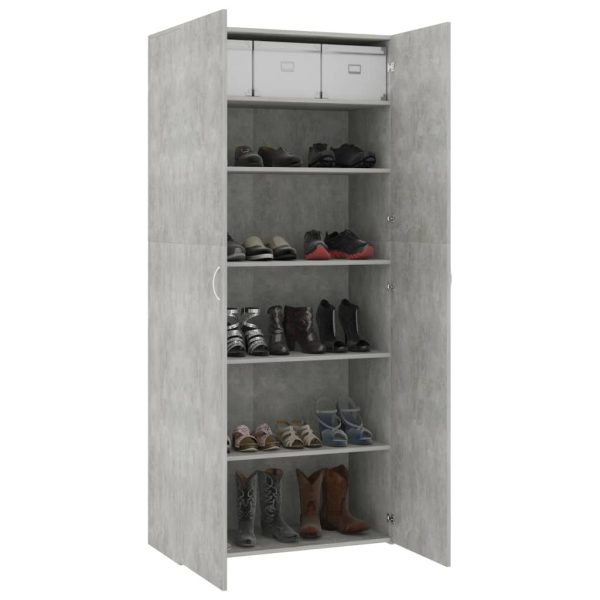 Shoe Cabinet 80×35.5×180 cm Engineered Wood – Concrete Grey