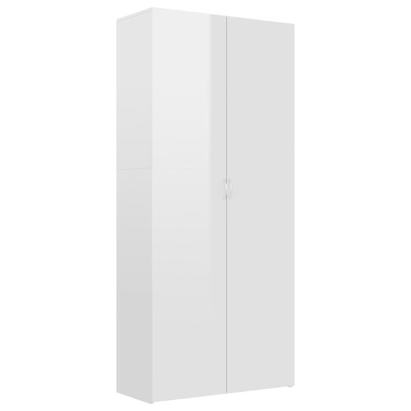 Shoe Cabinet 80×35.5×180 cm Engineered Wood – High Gloss White