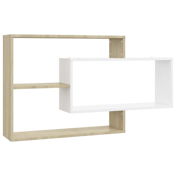 Wall Shelves 104x20x58.5 cm Engineered Wood – White and Sonoma Oak