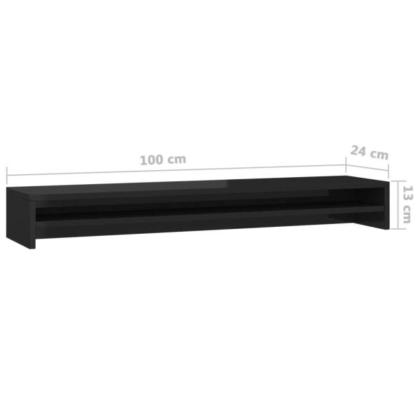 Thornton Monitor Stand 100x24x13 cm Engineered Wood – High Gloss Black