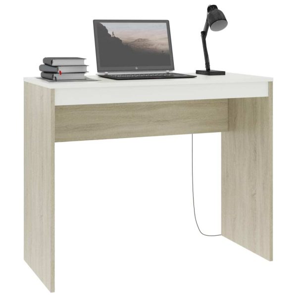 Desk 90x40x72 cm Engineered Wood – White and Sonoma Oak