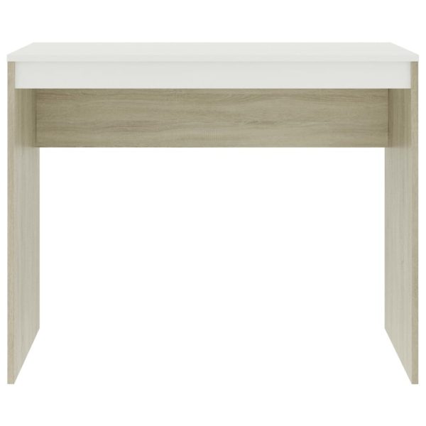 Desk 90x40x72 cm Engineered Wood – White and Sonoma Oak