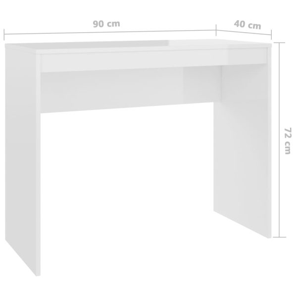 Desk 90x40x72 cm Engineered Wood – High Gloss White