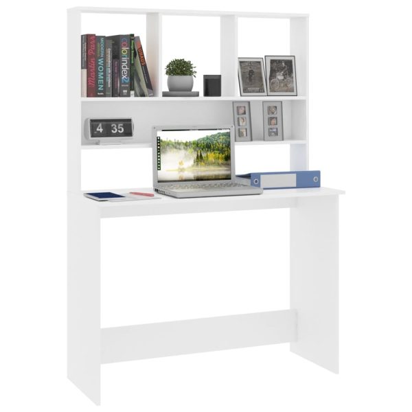 Desk with Shelves 110x45x157 cm Engineered Wood – White