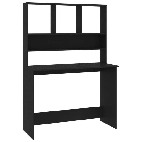 Desk with Shelves 110x45x157 cm Engineered Wood – Black
