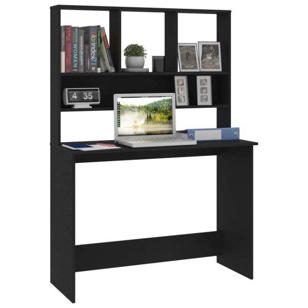 Desk with Shelves 110x45x157 cm Engineered Wood – Black