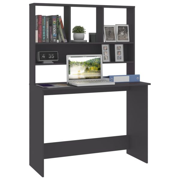 Desk with Shelves 110x45x157 cm Engineered Wood – Grey
