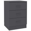 Sleaford Bedside Cabinet 38x35x56 cm Engineered Wood – Grey, 1