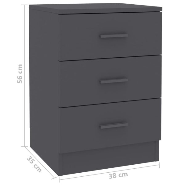 Sleaford Bedside Cabinet 38x35x56 cm Engineered Wood – Grey, 1