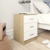 Sleaford Bedside Cabinet 38x35x56 cm Engineered Wood – White and Sonoma Oak, 1