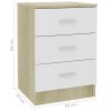 Sleaford Bedside Cabinet 38x35x56 cm Engineered Wood – White and Sonoma Oak, 1
