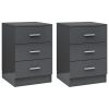 Sleaford Bedside Cabinet 38x35x56 cm Engineered Wood – High Gloss Grey, 2