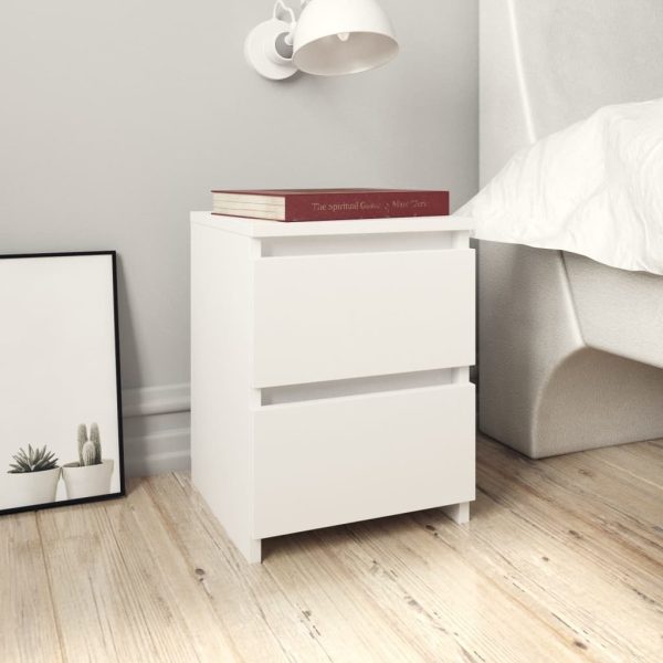 Bluefield Bedside Cabinet 30x30x40 cm Engineered Wood – White, 2