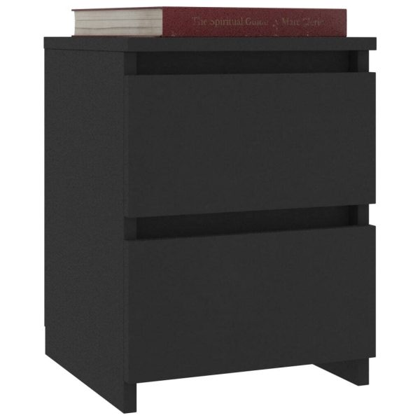 Bluefield Bedside Cabinet 30x30x40 cm Engineered Wood – Black, 1