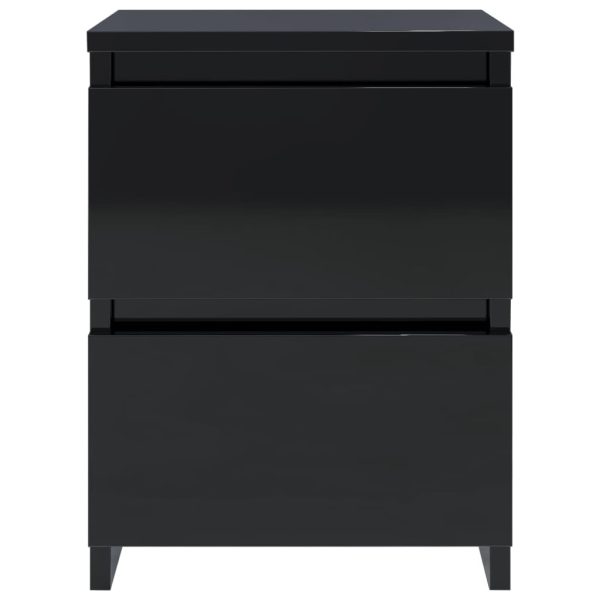 Bluefield Bedside Cabinet 30x30x40 cm Engineered Wood – High Gloss Black, 1