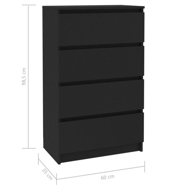 Sideboard 60x35x98.5 cm Engineered Wood – Black