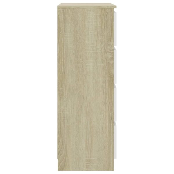 Sideboard 60x35x98.5 cm Engineered Wood – White and Sonoma Oak