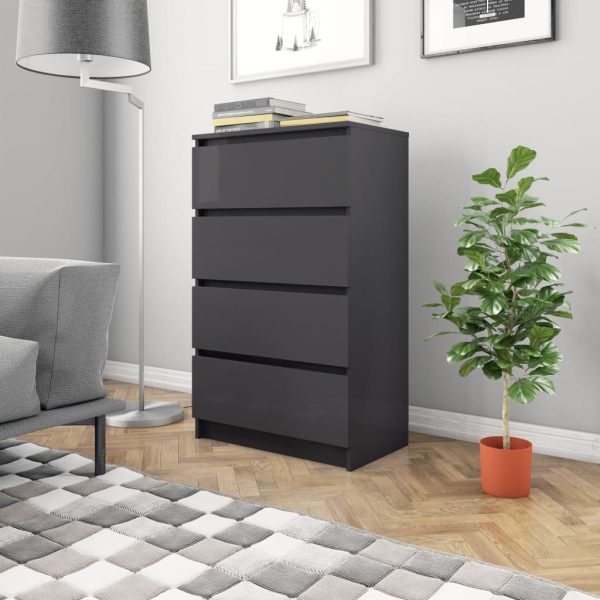 Sideboard 60x35x98.5 cm Engineered Wood – High Gloss Grey