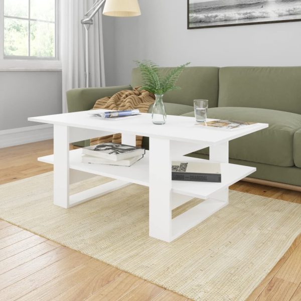 Coffee Table 110x55x42 cm Engineered Wood – White