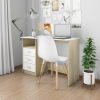 Desk with Drawers 110x50x76 cm Engineered Wood – White and Sonoma Oak