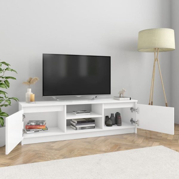 Glade TV Cabinet 120x30x35.5 cm Engineered Wood – High Gloss White