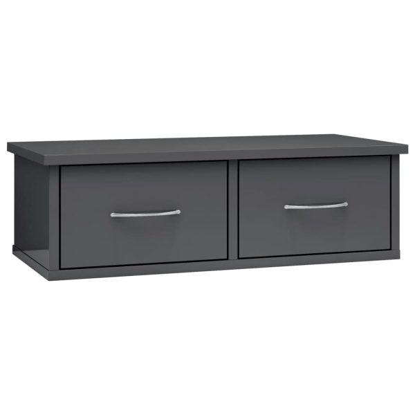 Wall-mounted Drawer Shelf 60x26x18.5 cm Engineered Wood – High Gloss Grey