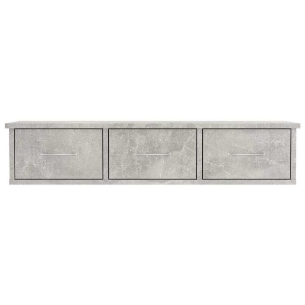Wall-mounted Drawer Shelf 88x26x18.5 cm Engineered Wood – Concrete Grey