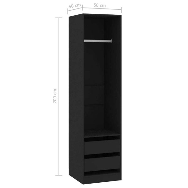 Wardrobe with Drawers 50x50x200 cm Engineered Wood – Black