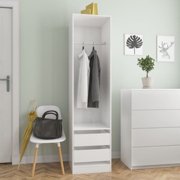 Wardrobe with Drawers 50x50x200 cm Engineered Wood – High Gloss White