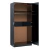 Wardrobe 90x52x200 cm Engineered Wood – High Gloss Black