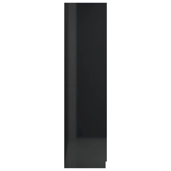 Wardrobe 90x52x200 cm Engineered Wood – High Gloss Black