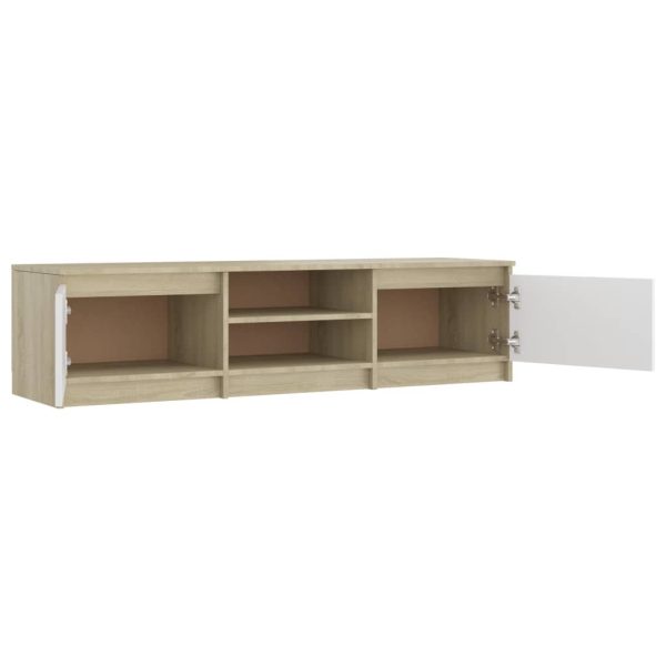 Elmo TV Cabinet 140x40x35.5 cm Engineered Wood – White and Sonoma Oak