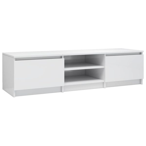 Elmo TV Cabinet 140x40x35.5 cm Engineered Wood – High Gloss White