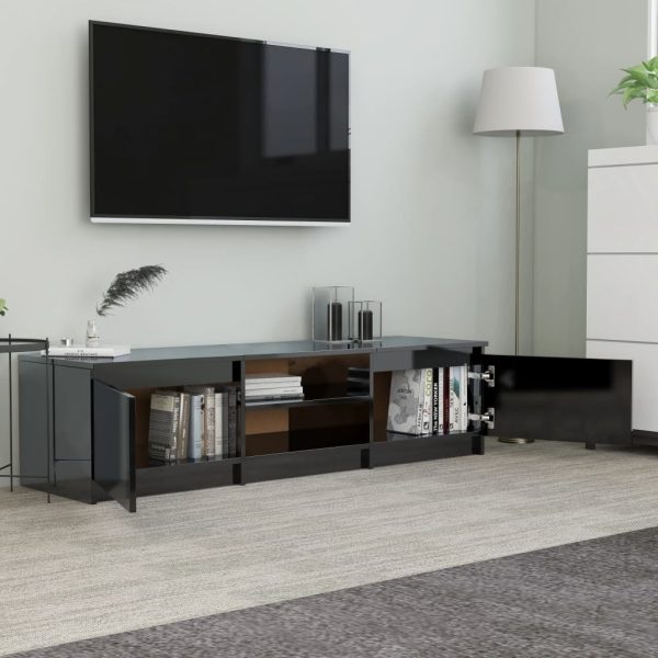 Elmo TV Cabinet 140x40x35.5 cm Engineered Wood – High Gloss Black