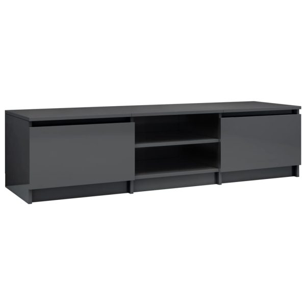 Elmo TV Cabinet 140x40x35.5 cm Engineered Wood – High Gloss Grey